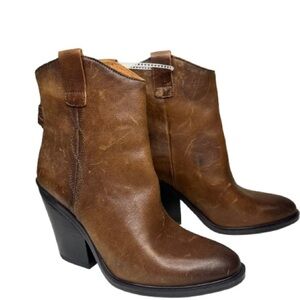 SANTRO by Franko SANTRO Brown Leather Block Heels Ankle Boots Size 6.5 M
